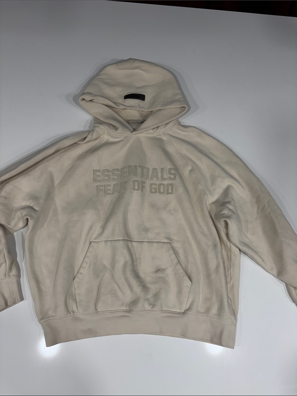 Fear of God Essentials Cream Logo Hoodie. Size M